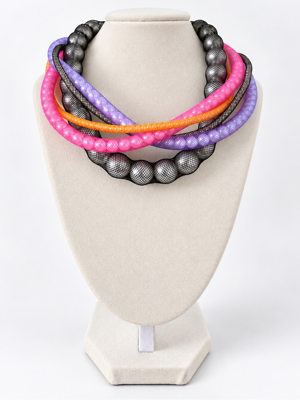ZARA Multicolor Mesh Beaded Multi-Strand Statement Necklace